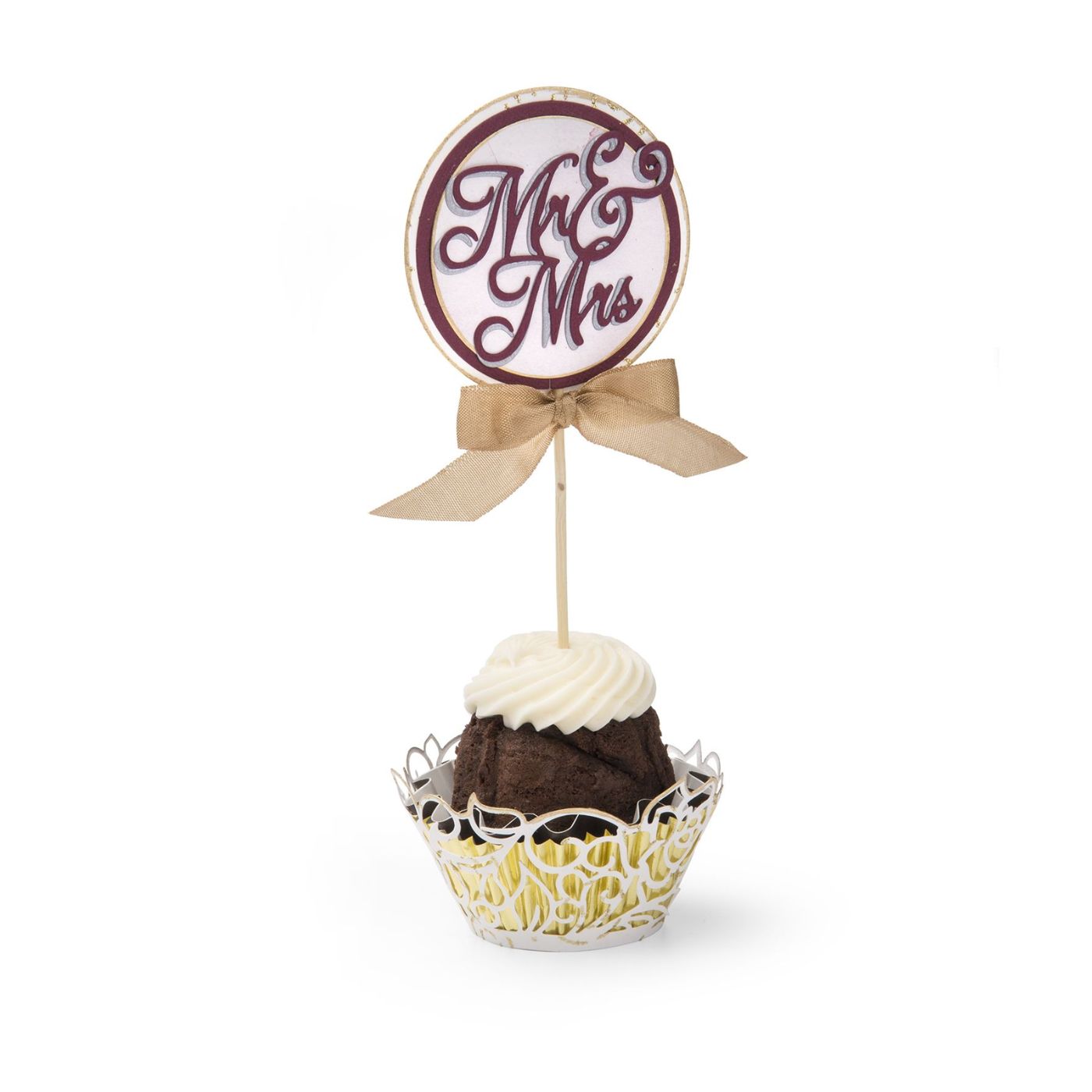 Troqueles Thinlits Cupcake Wrapper & Toppers Mr & Mrs