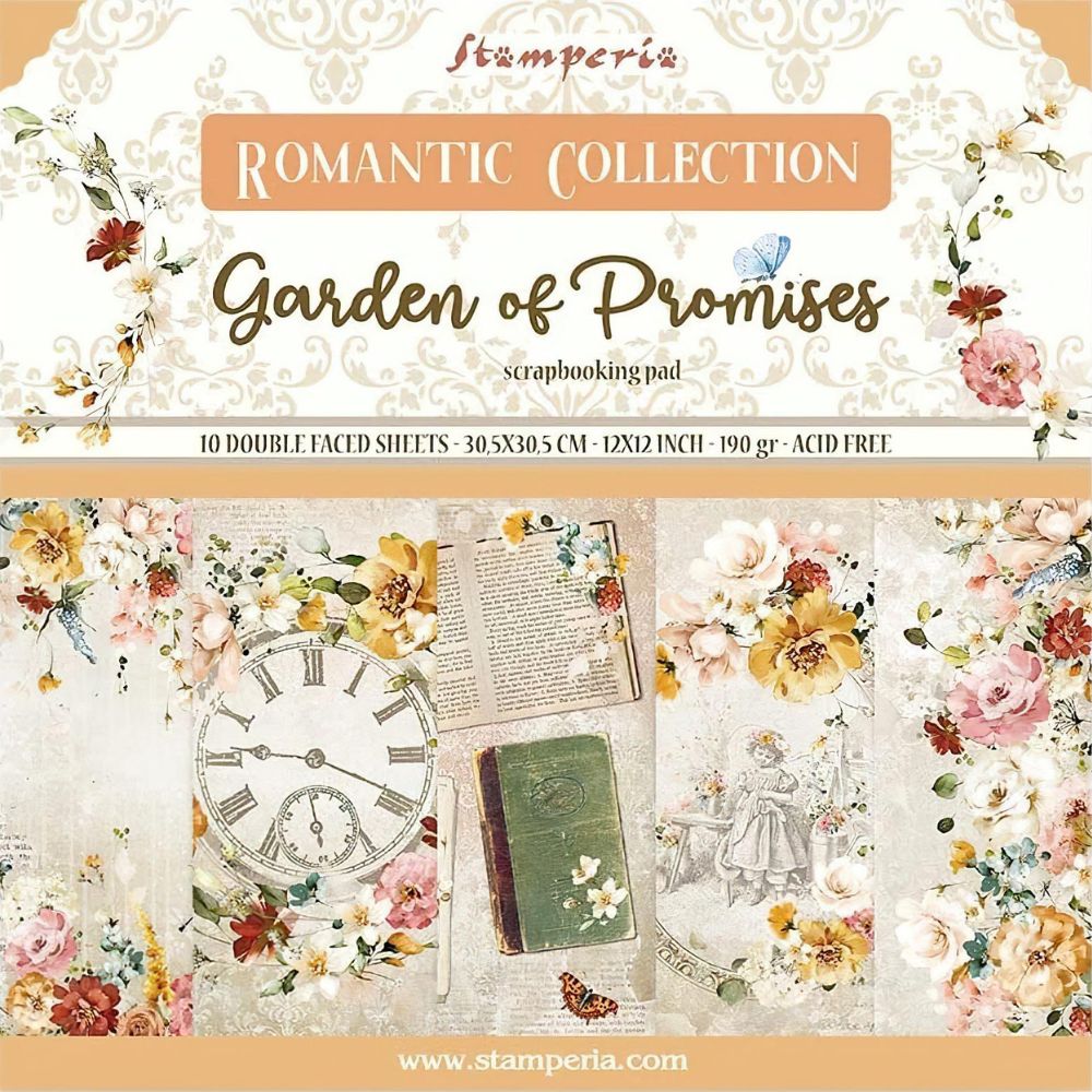 Block de cartulinas "Romantic Garden of Promises” de 30.5x30.5 cm