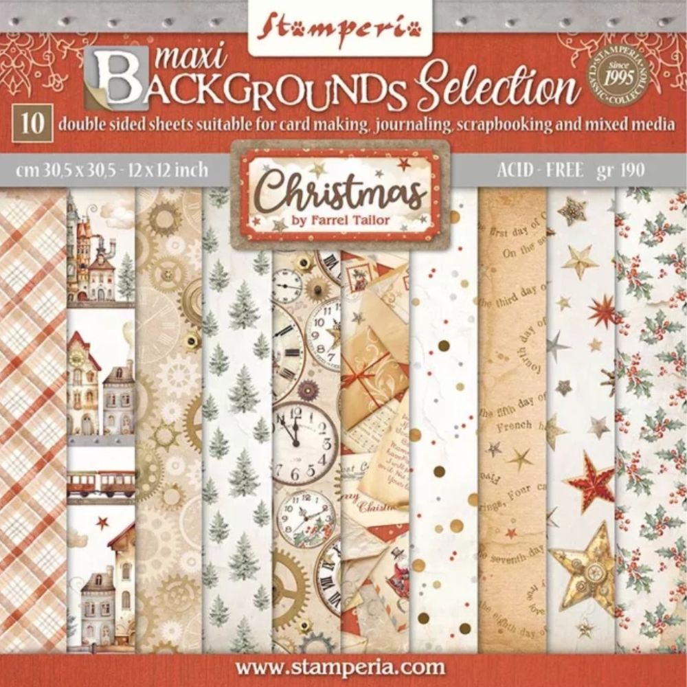 Block de cartulinas Fondos "Romantic Gear Up For Christmas" de 30.5x30.5 cm - Navidad