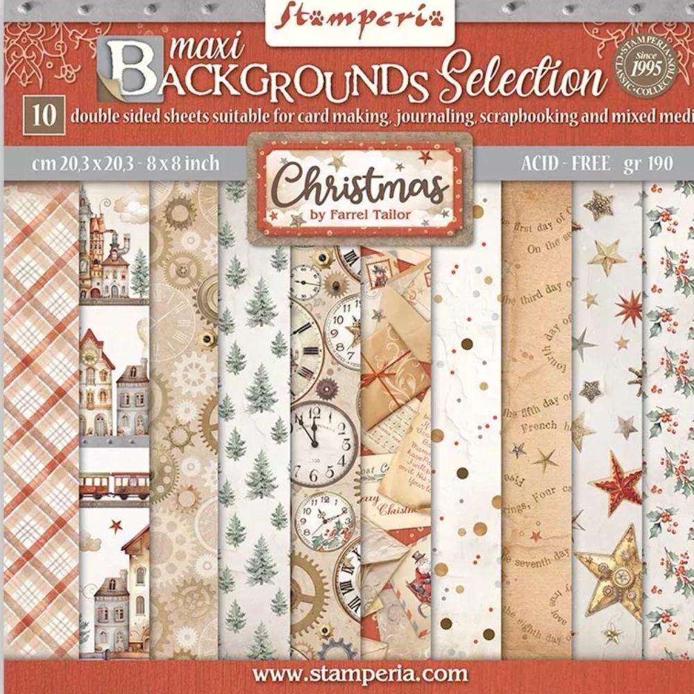 Block de cartulinas Fondos "Romantic Gear Up For Christmas" de 20.3x20.3cm - Navidad