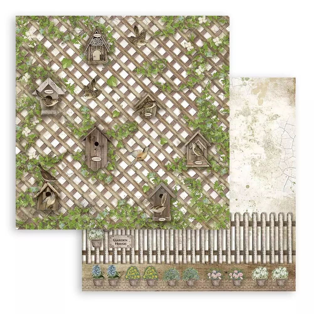 Block de cartulinas "Romantic Garden House” de 20.3x20.3 cm