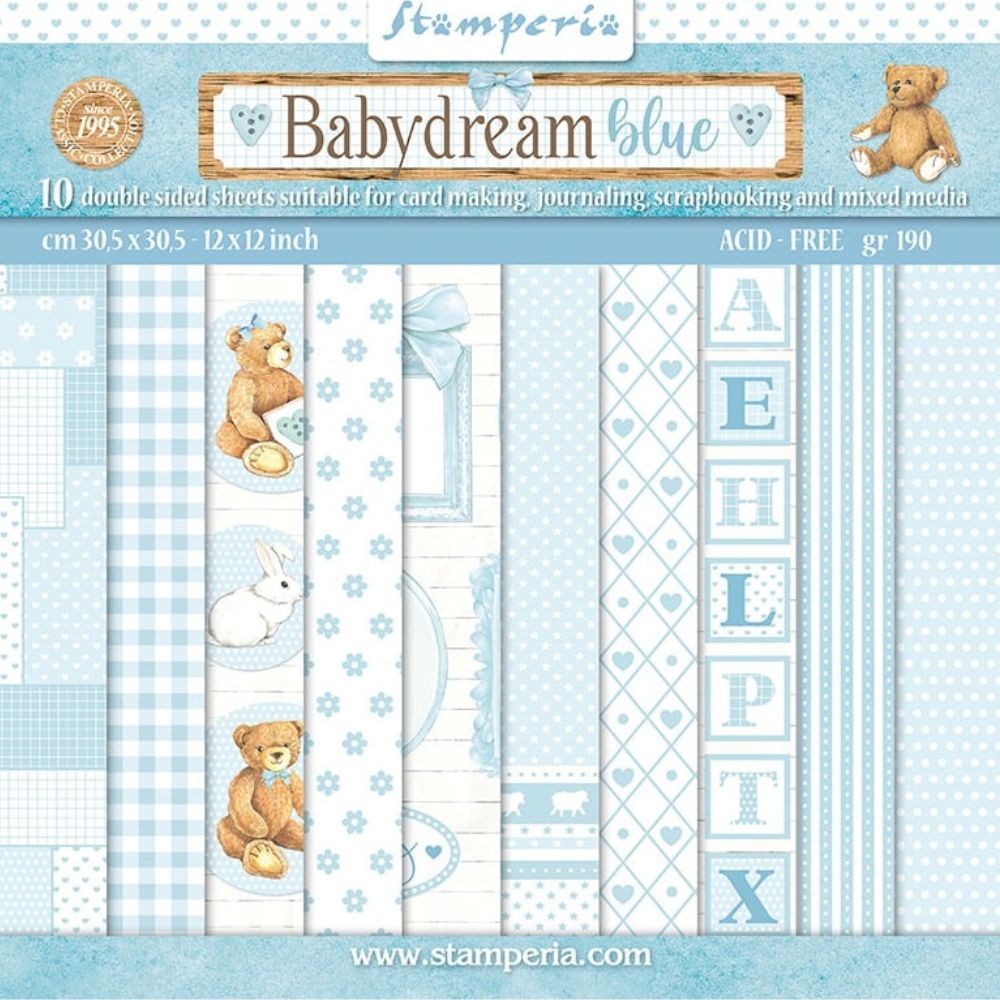 Block de cartulinas ''Fondos Babydream Blue - Niño" de 30.5x30.5cm