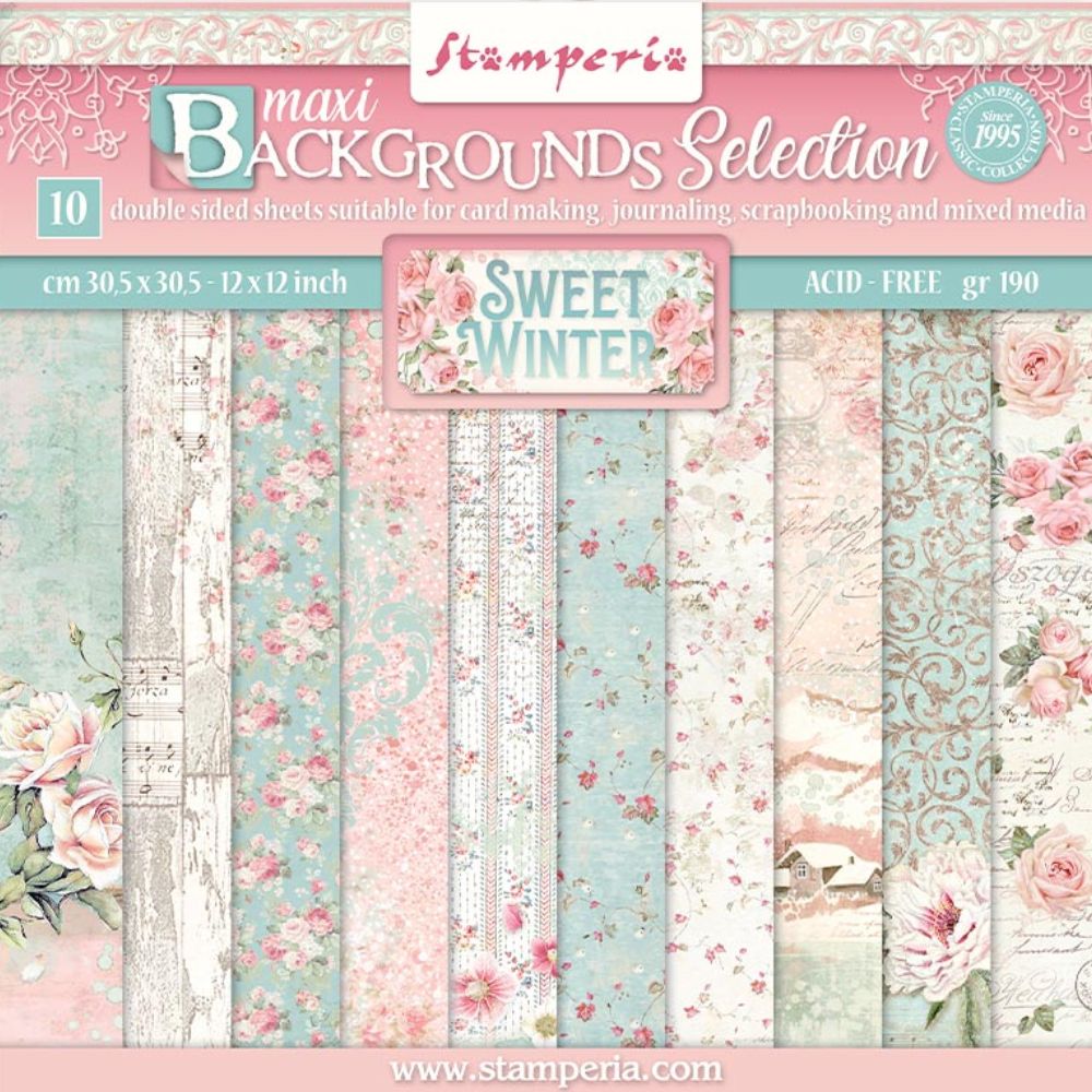 Block de cartulinas "Fondos Sweet Winter” de 30.5x30.5 cm