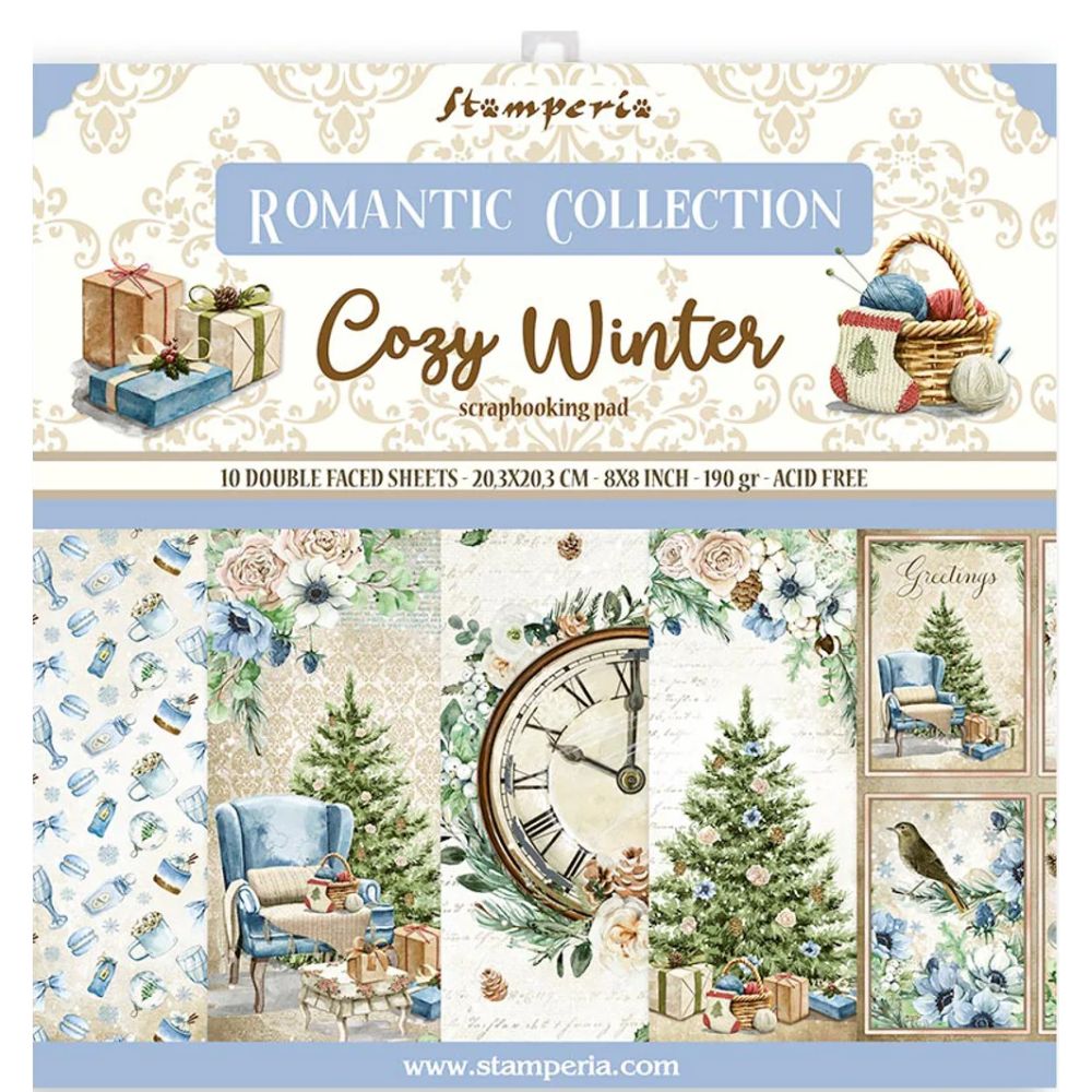 Block de cartulinas "Romantic Cozy Winter” de 20.3x20.3 cm