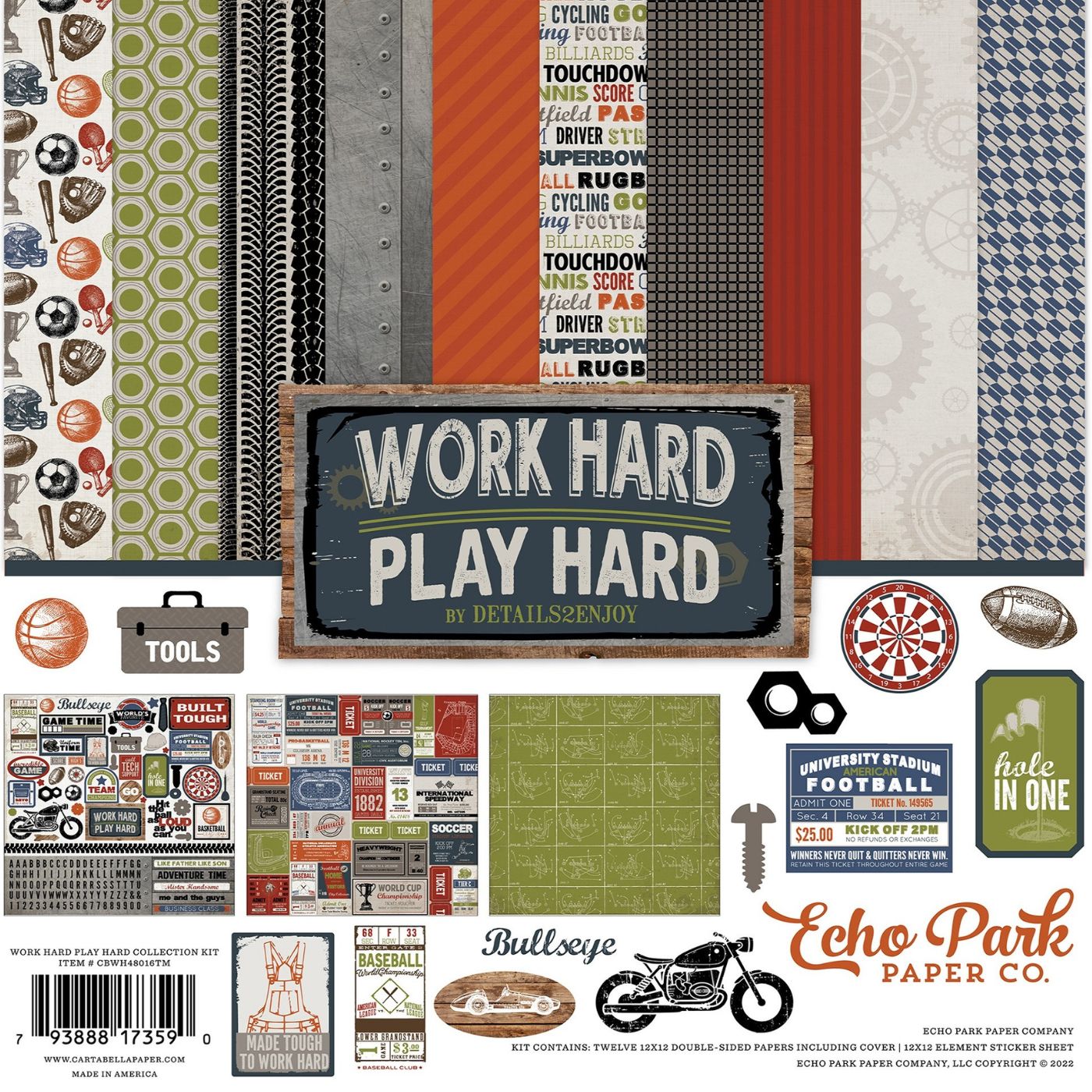 Pack de Cartulinas Work Hard Play Hard 30.48x30.48cm