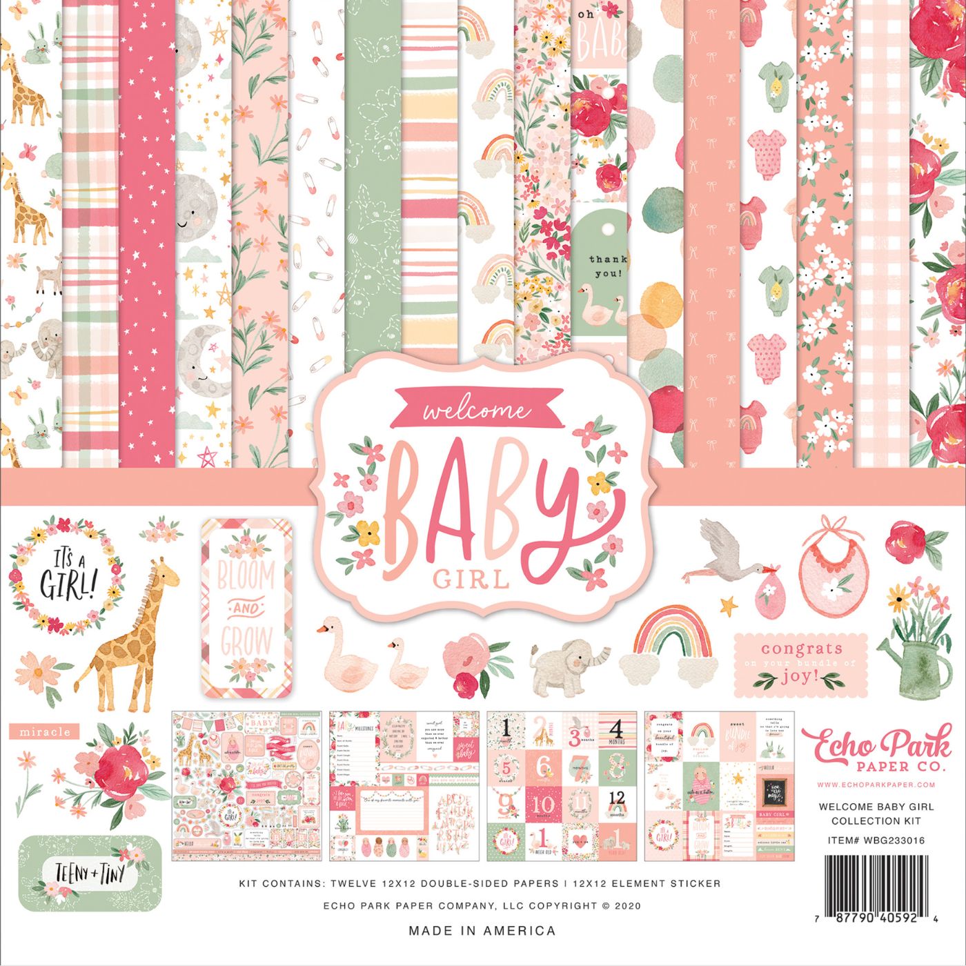 Pack de Cartulinas Welcome Baby Girl 30.48x30.48cm