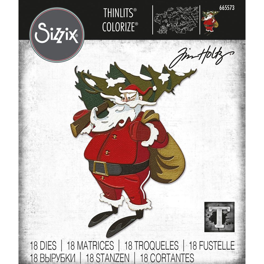 Troqueles Thinlits Tim Holtz Colorize Papá Noel en el bosque - Navidad